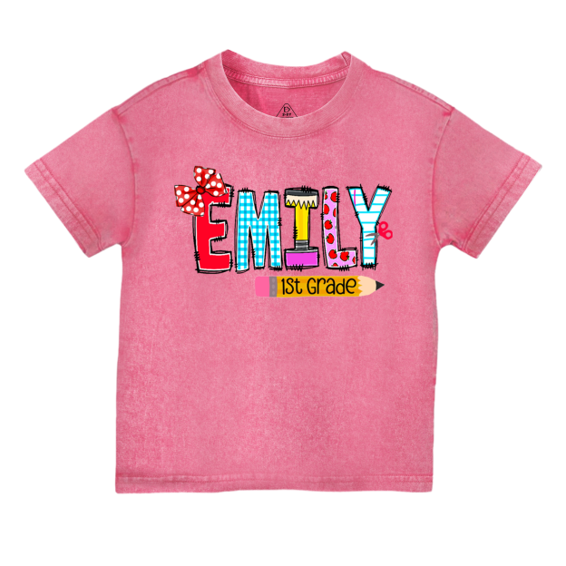 Personalized Name First Day Of School Toddler&Kids Washed Tees