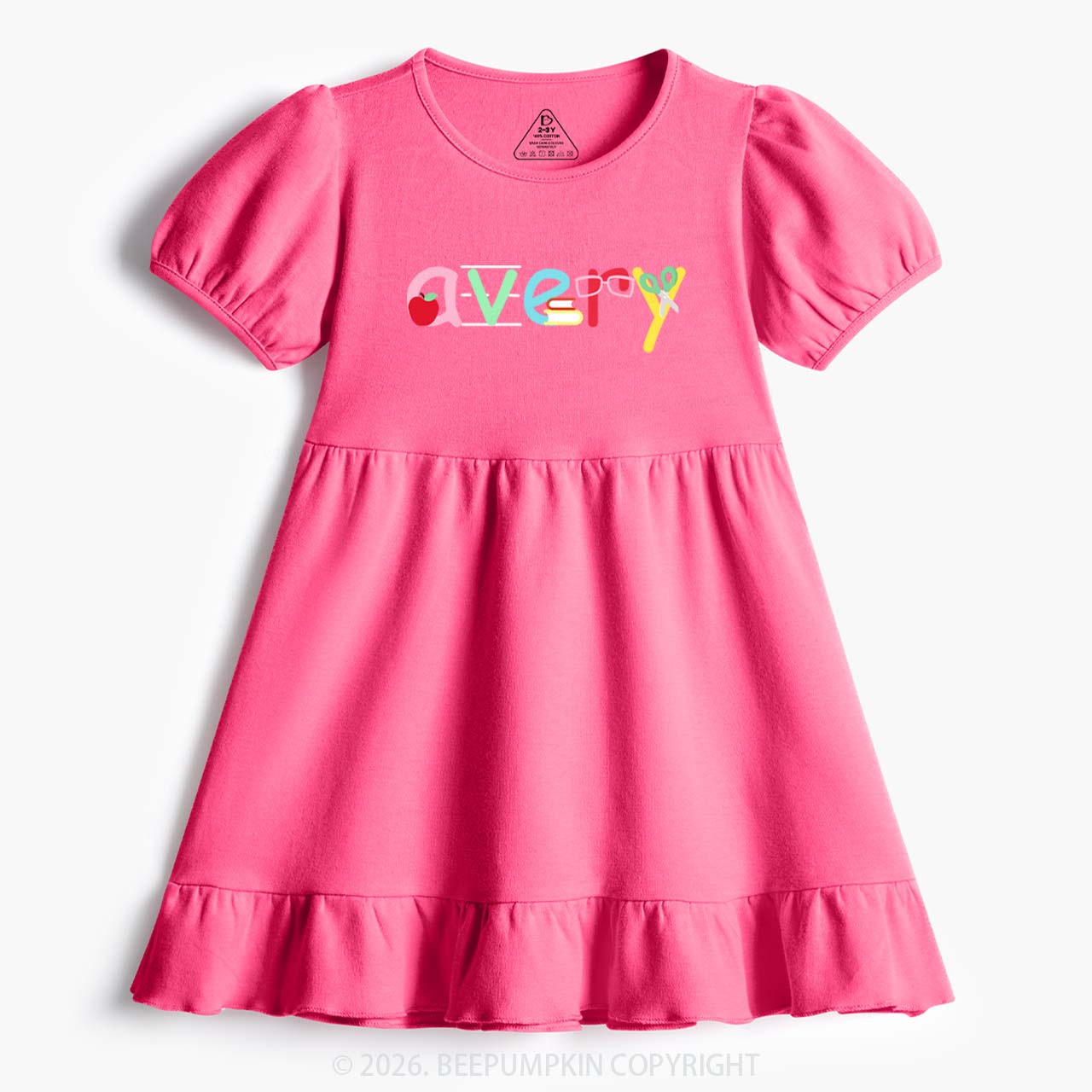 Personalized Candy Script Back to School Toddler&Kid's Ruffle Dress