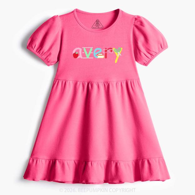 Personalized Candy Script Back to School Toddler&Kid's Ruffle Dress