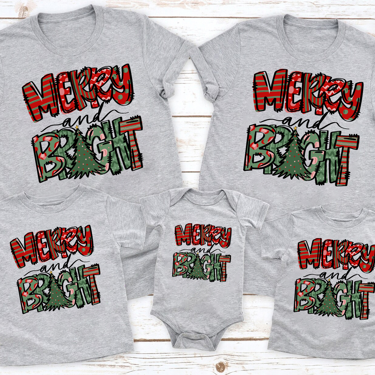 Merry Bright Christmas Family Matching Shirt