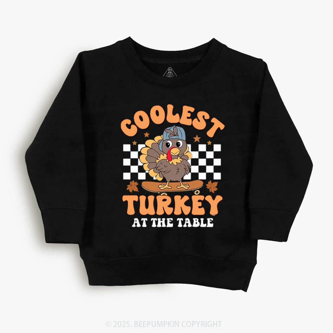 Coolest Turkey At The Table Thanksgiving Kid's Sweatshirt