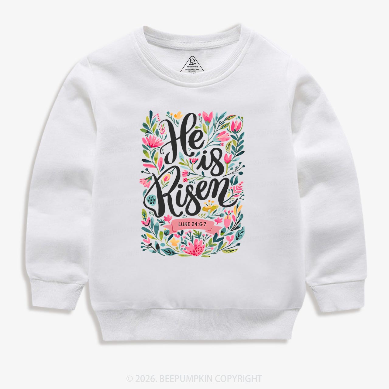 He is Risen Blooming Grace Easter Kid's Sweatshirt
