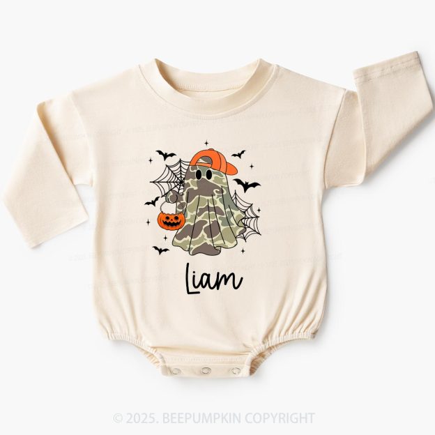 Personalized Boy Halloween Ghost Baby Bubble Romper Beepumpkin