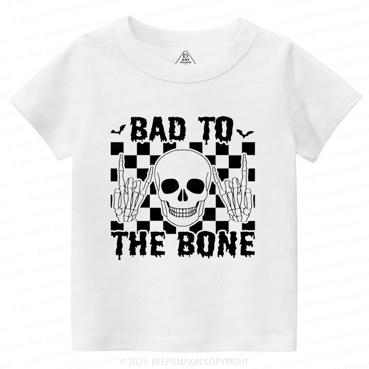 Skull Halloween Shirt-Bad To The Bone Toddler&Kids Tees 
