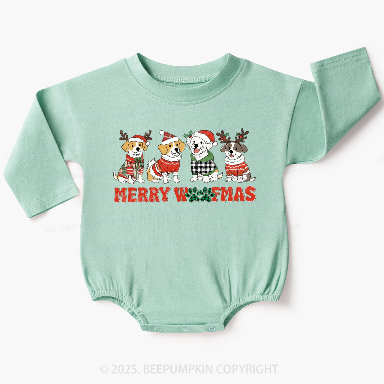 Merry Woofmas Baby Bubble Romper Beepumpkin