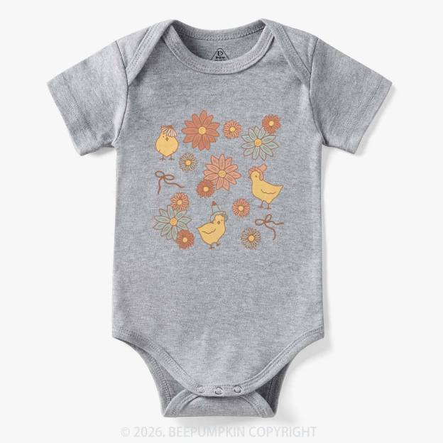 Farm Flower Chicks Baby Bodysuit