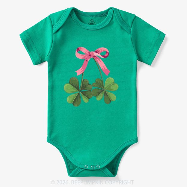 Lucky Shamrock Bow St Patrick's Day Bodysuit