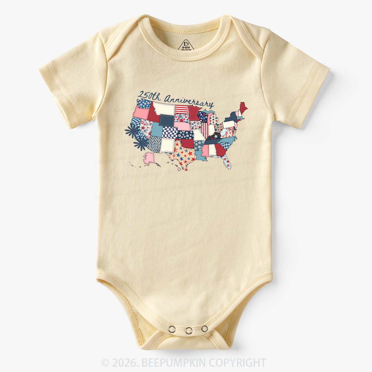 US 250 Years Patriotic Patchwork Bodysuit