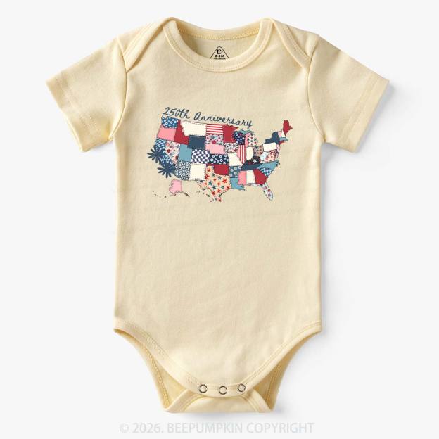 US 250 Years Patriotic Patchwork Bodysuit