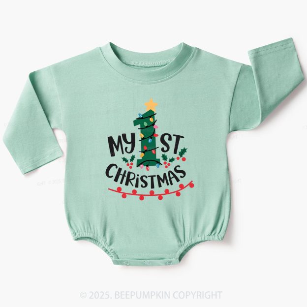 Holly Jolly 1st Christmas Baby Bubble Romper Beepumpkin