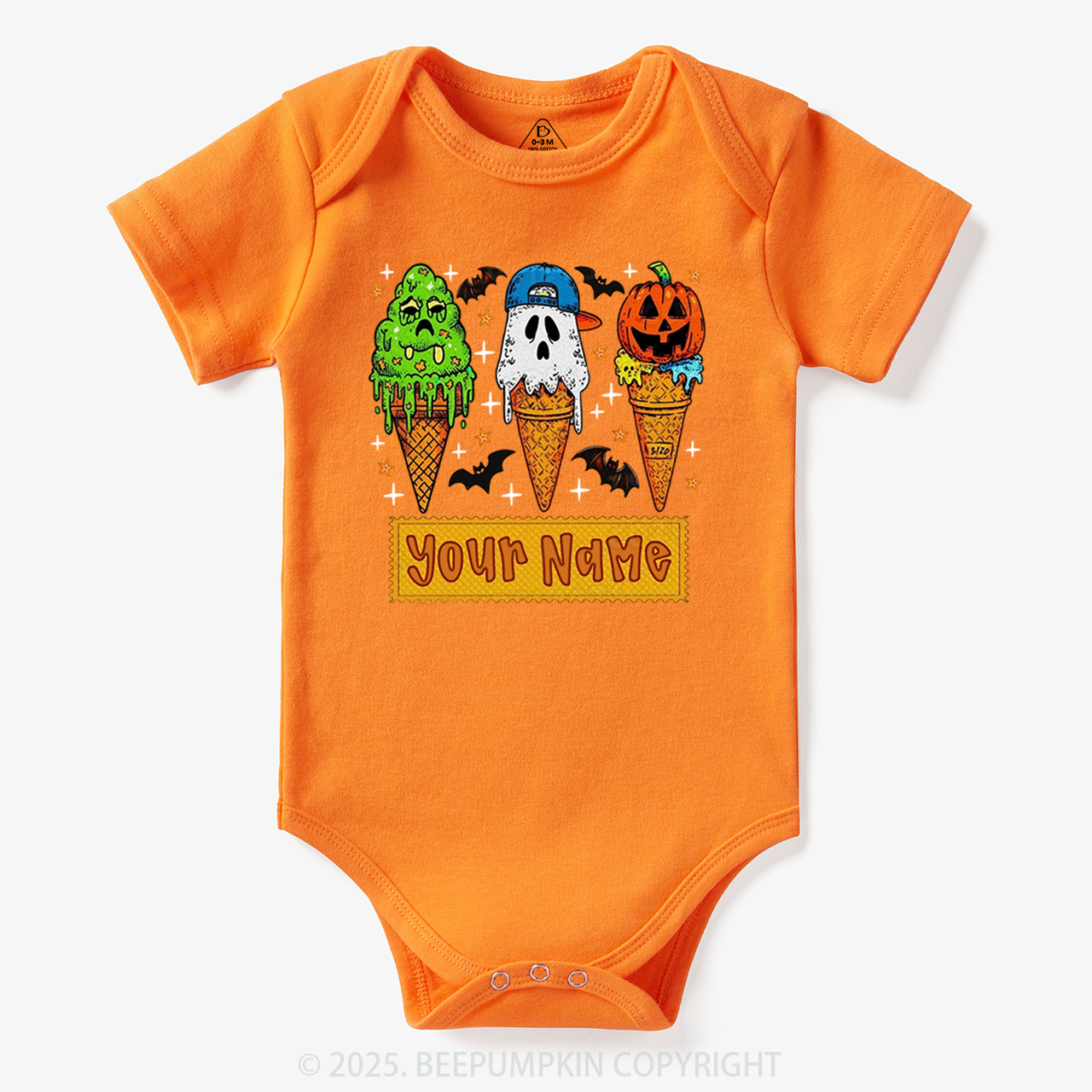 Personalized Name Halloween Spooky Scoops Halloween Bodysuit Beepumpkin