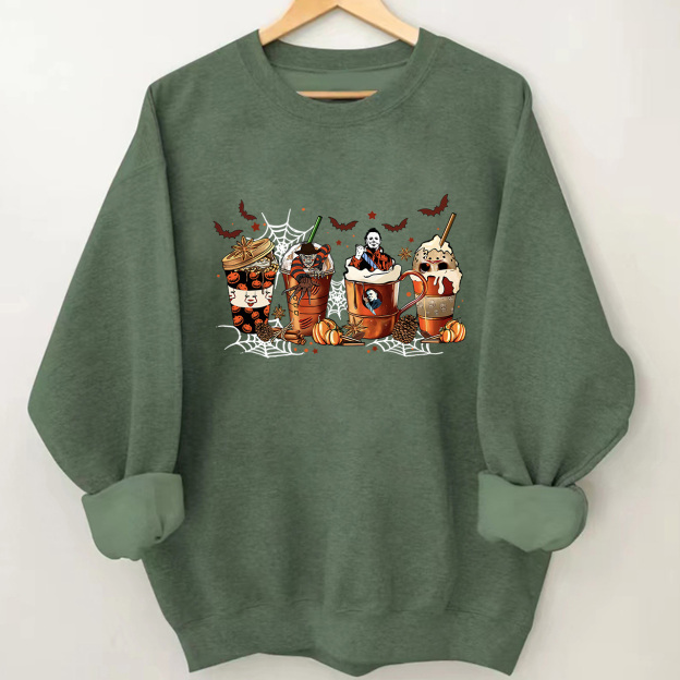 Skeleton Coffee Cups Halloween Sweatshirts
