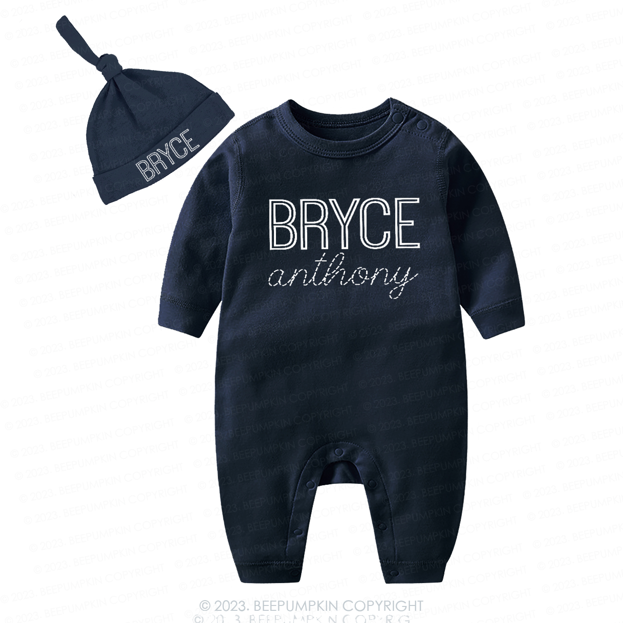 Personalized Name Gender Romper Hat Set