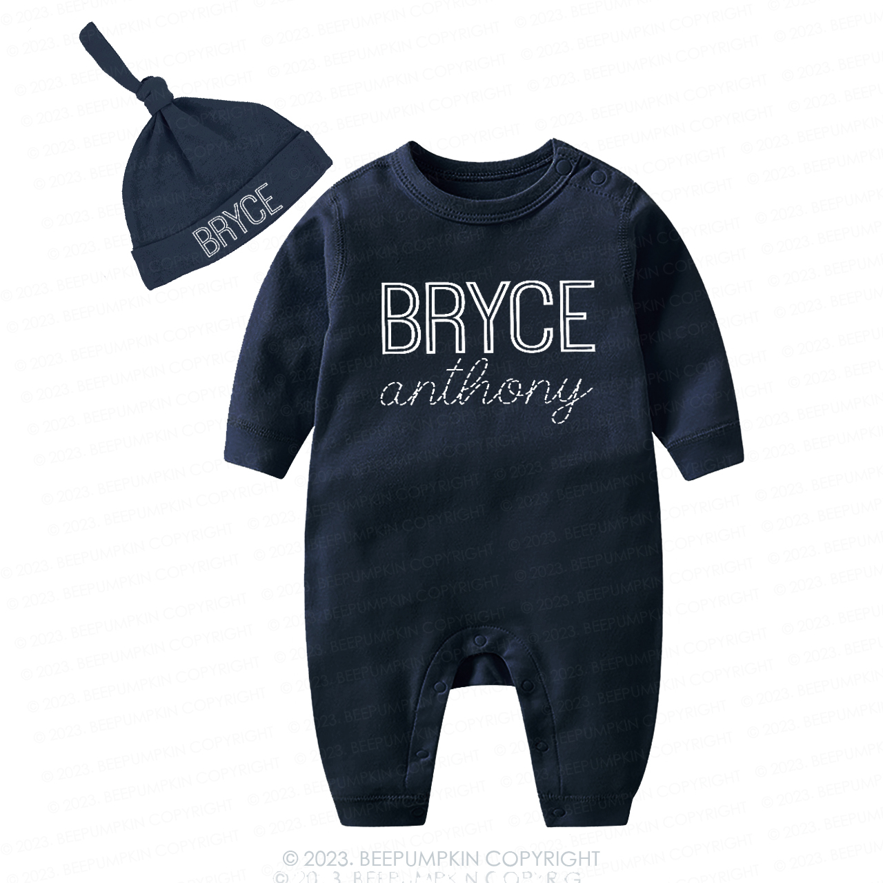 Personalized Name Gender Romper Hat Set