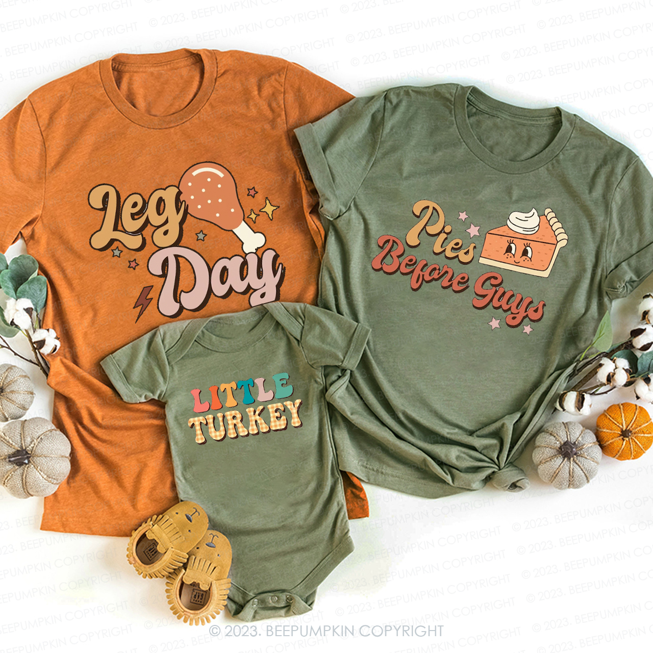 Thanksgiving Puns Best Friends Matching Family Shirts Beepumpkin