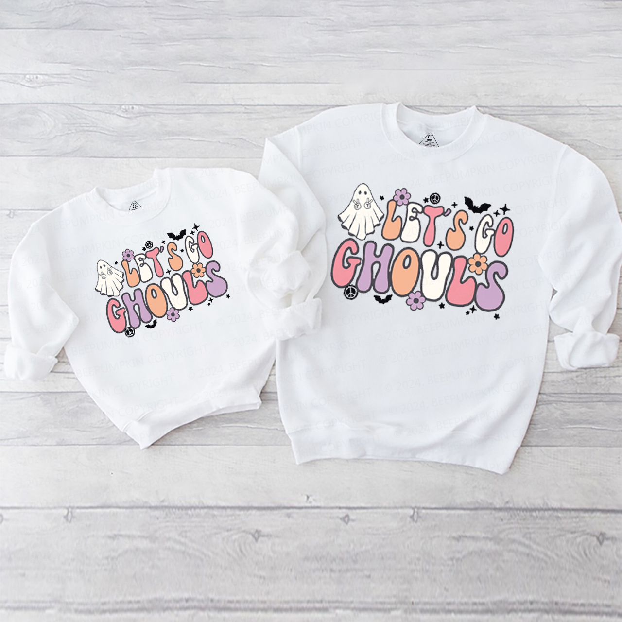 Lets Go Ghouls Retro Halloween Mom&Me Swetshirt Beepumpkin