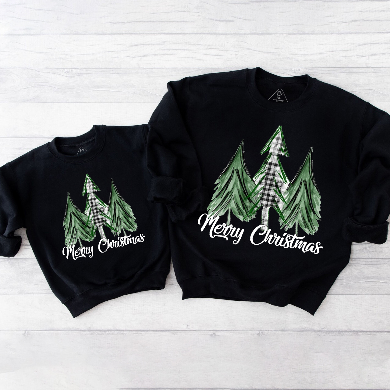 Merry Christmas Green Tree Family Christmas Sweatshirt