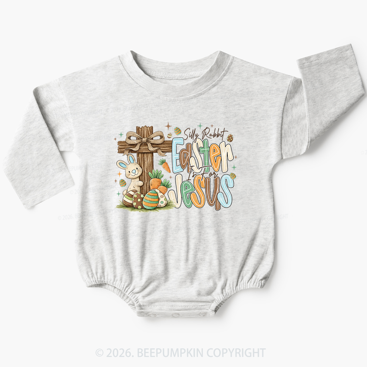 Easter If For Jesus Thrifted Farmhouse Bunny Baby Bubble Romper