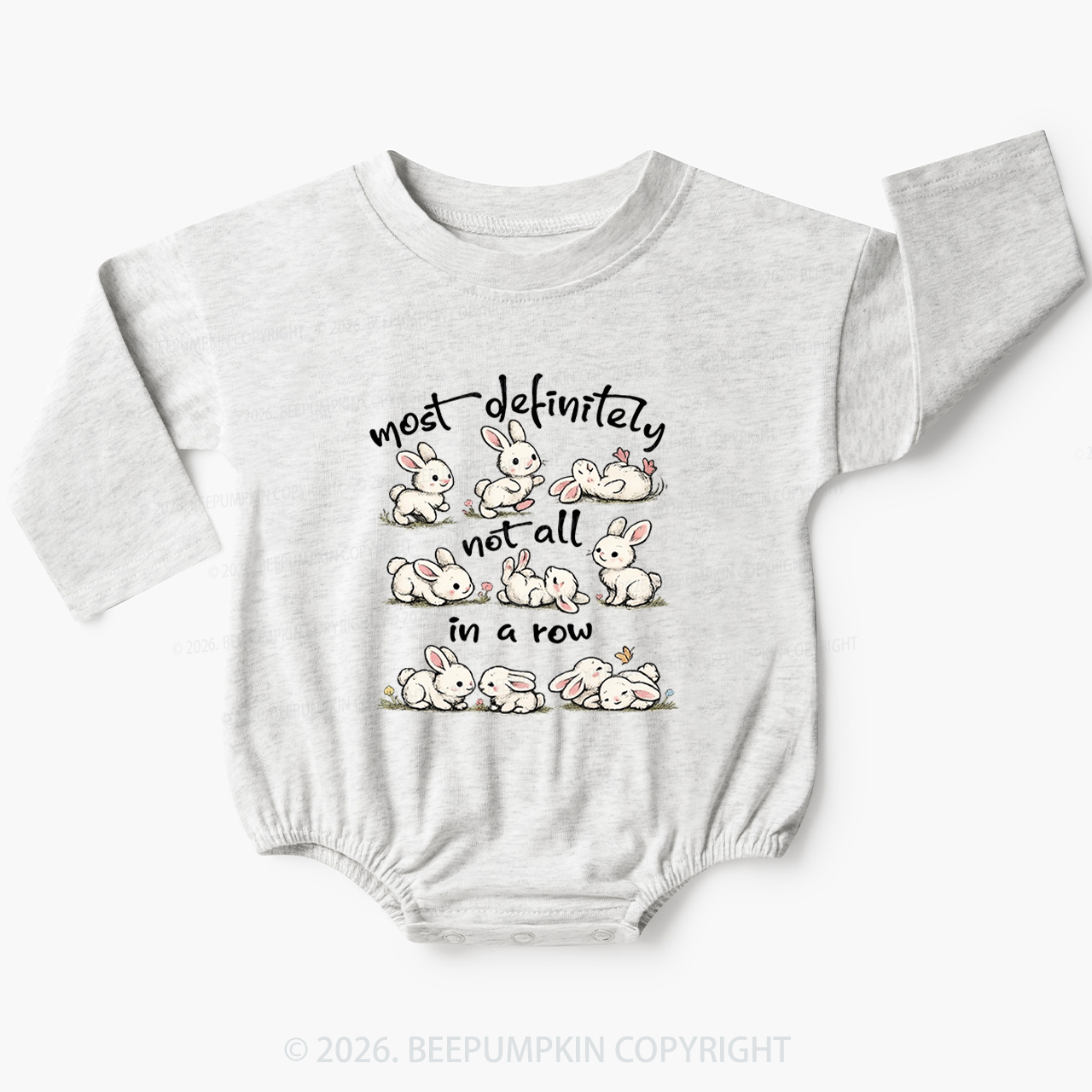 Funny Bunnies Not All In a Row Sarcastic Baby Bubble Romper