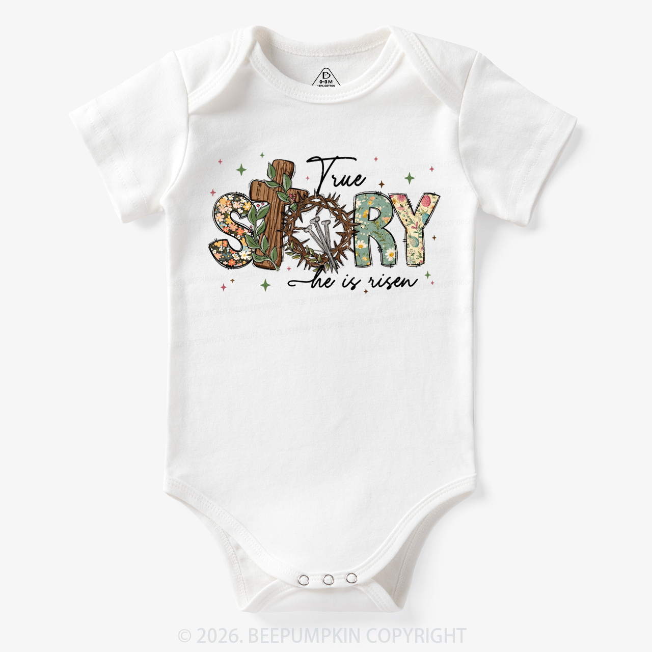 True Story He Is Risen Retro Easter Bodysuit
