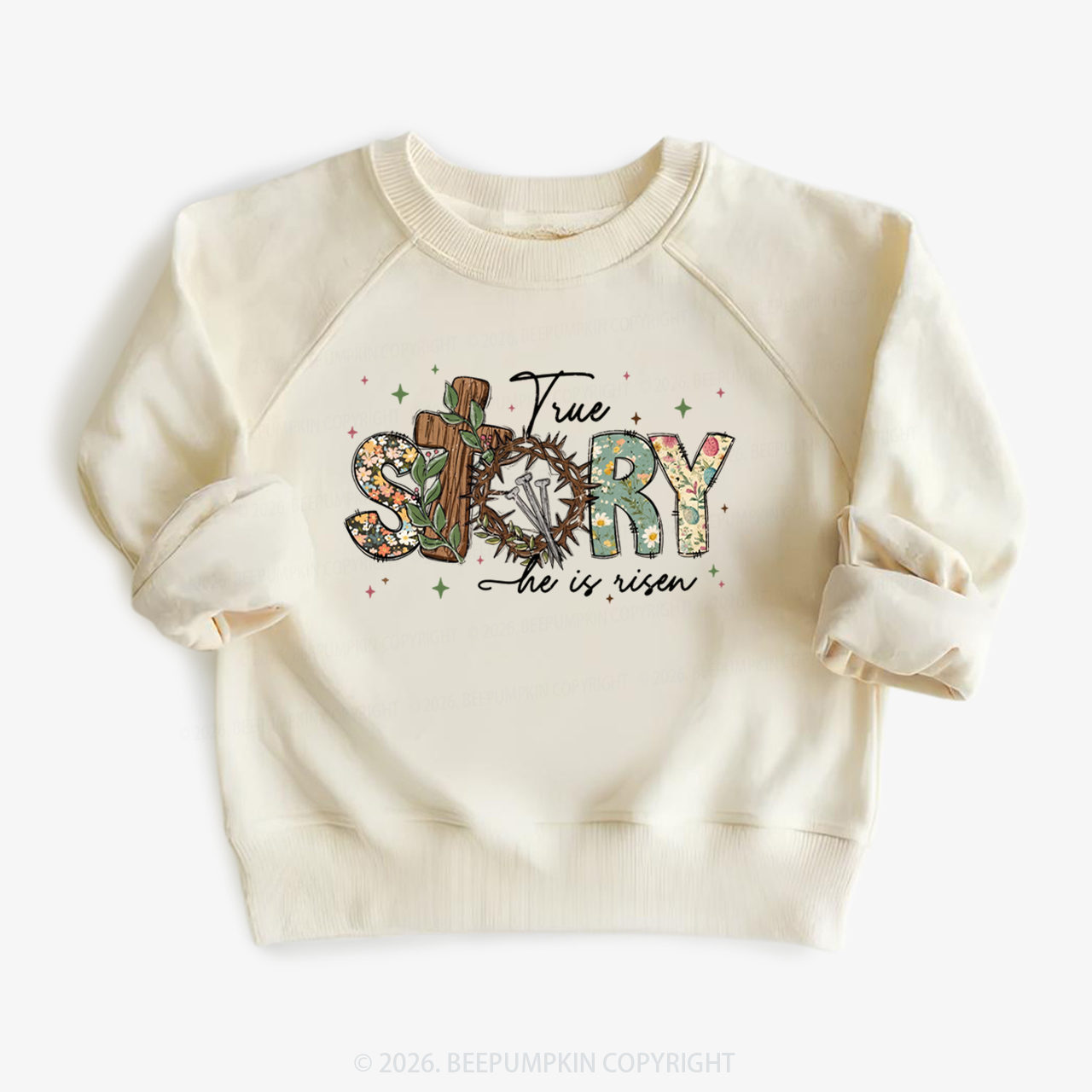True Story He Is Risen Retro Easter Kid's Sweatshirt