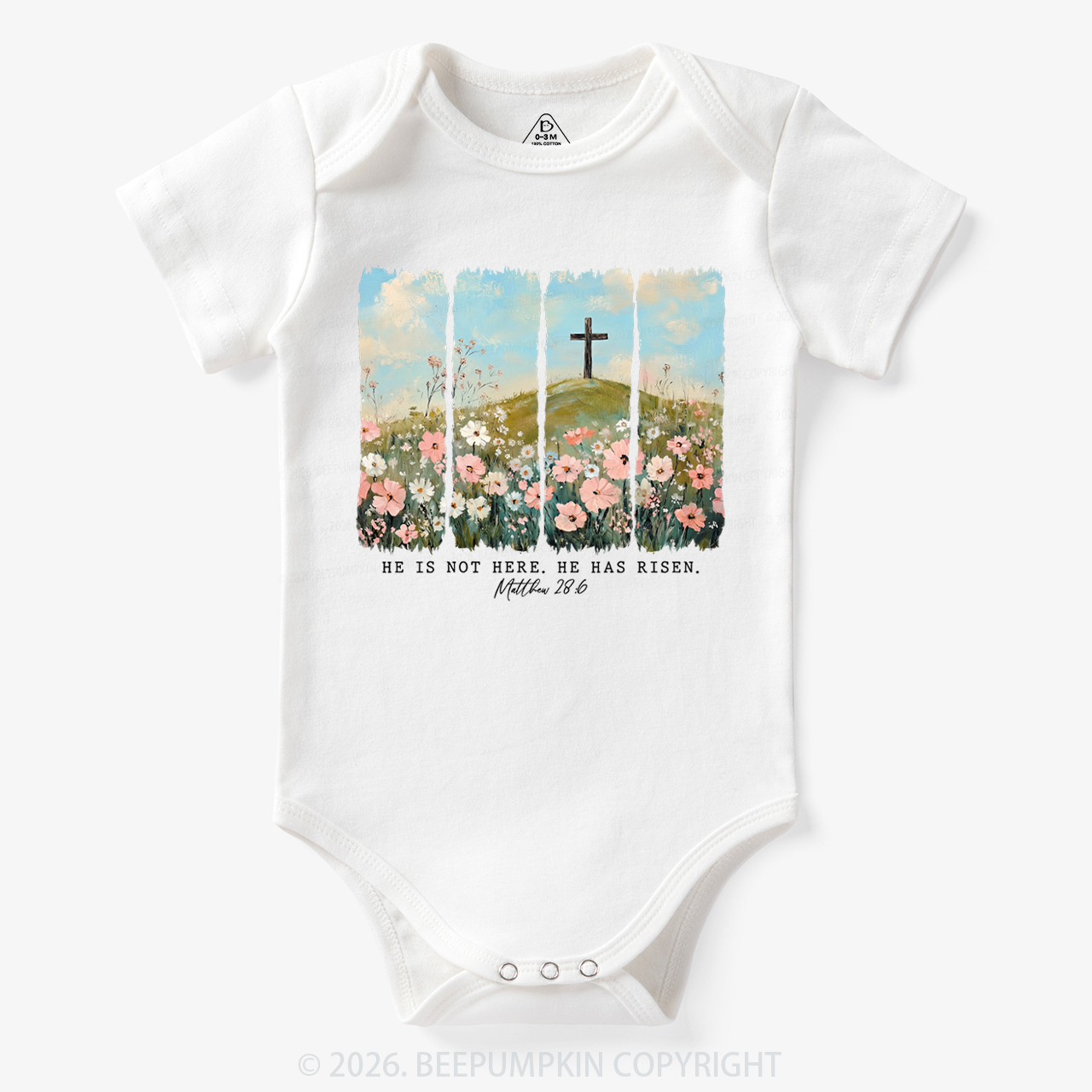 He is Risen Wildflower Spring Easter Bodysuit