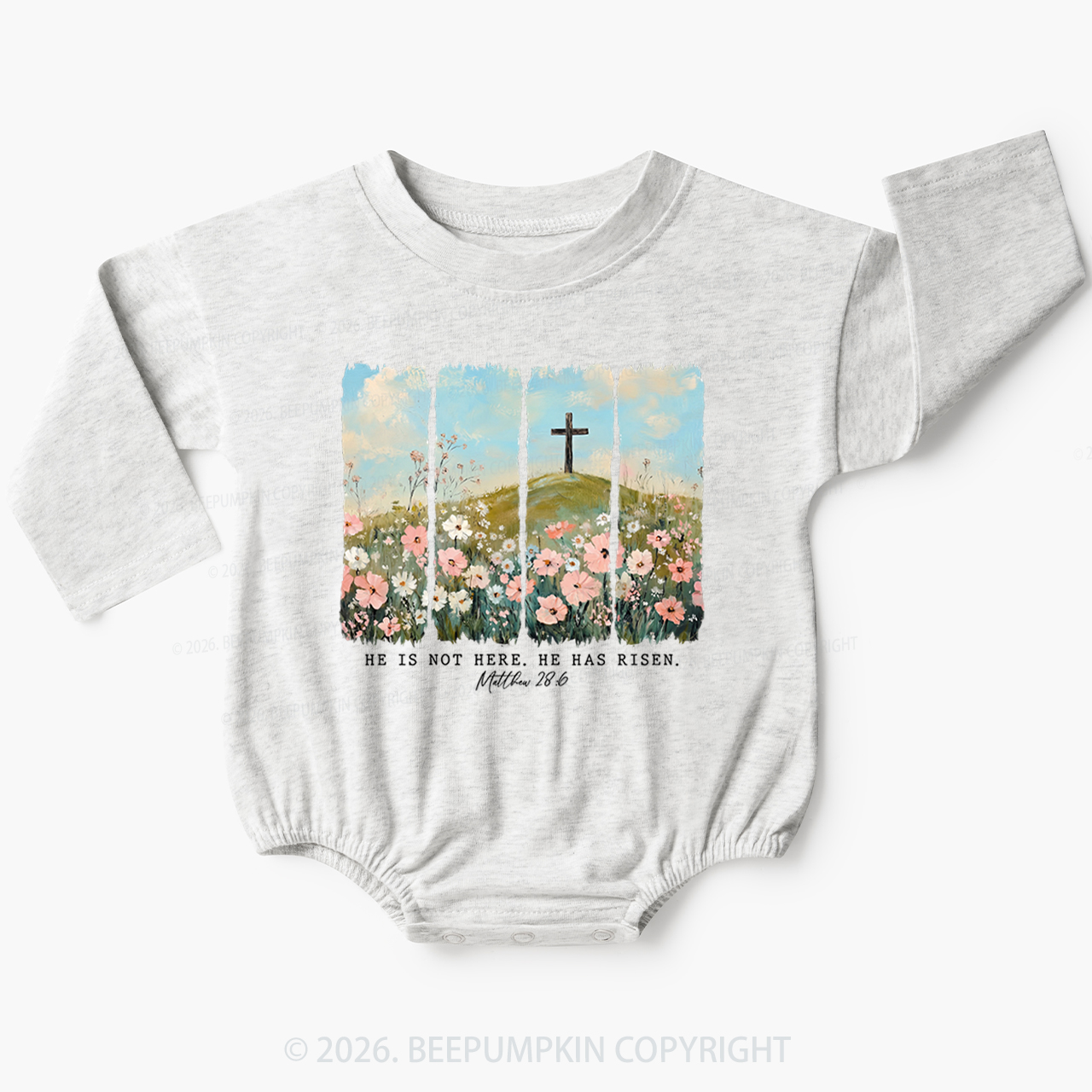 He is Risen Wildflower Spring Easter Baby Bubble Romper