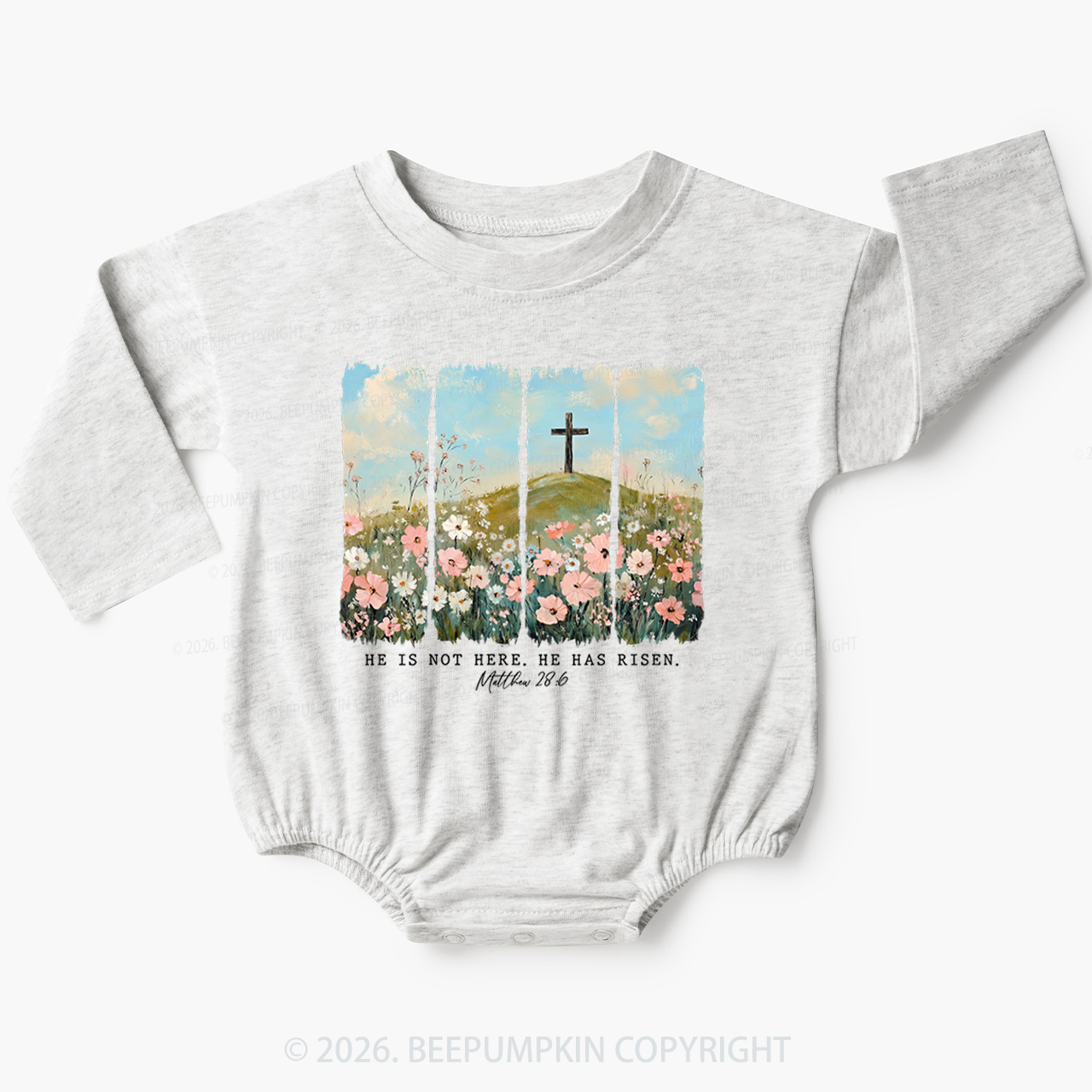 He is Risen Wildflower Spring Easter Baby Bubble Romper
