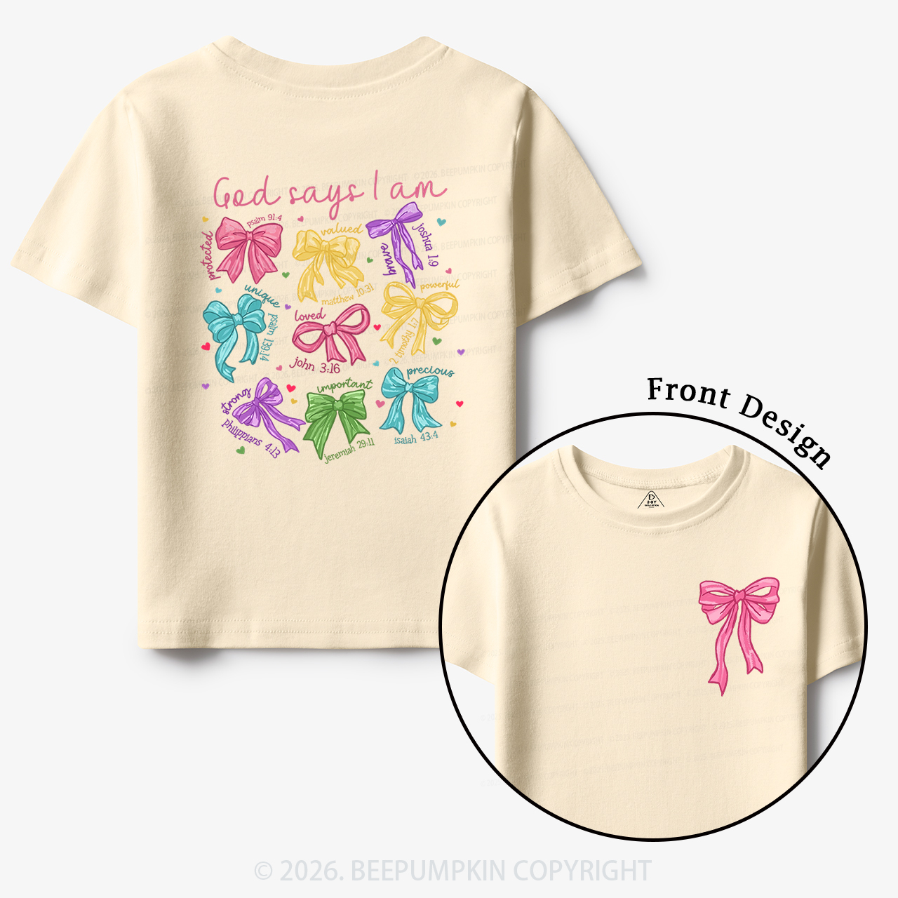 God Says I am Coquette Pink Bows Toddler&Kid's Tees