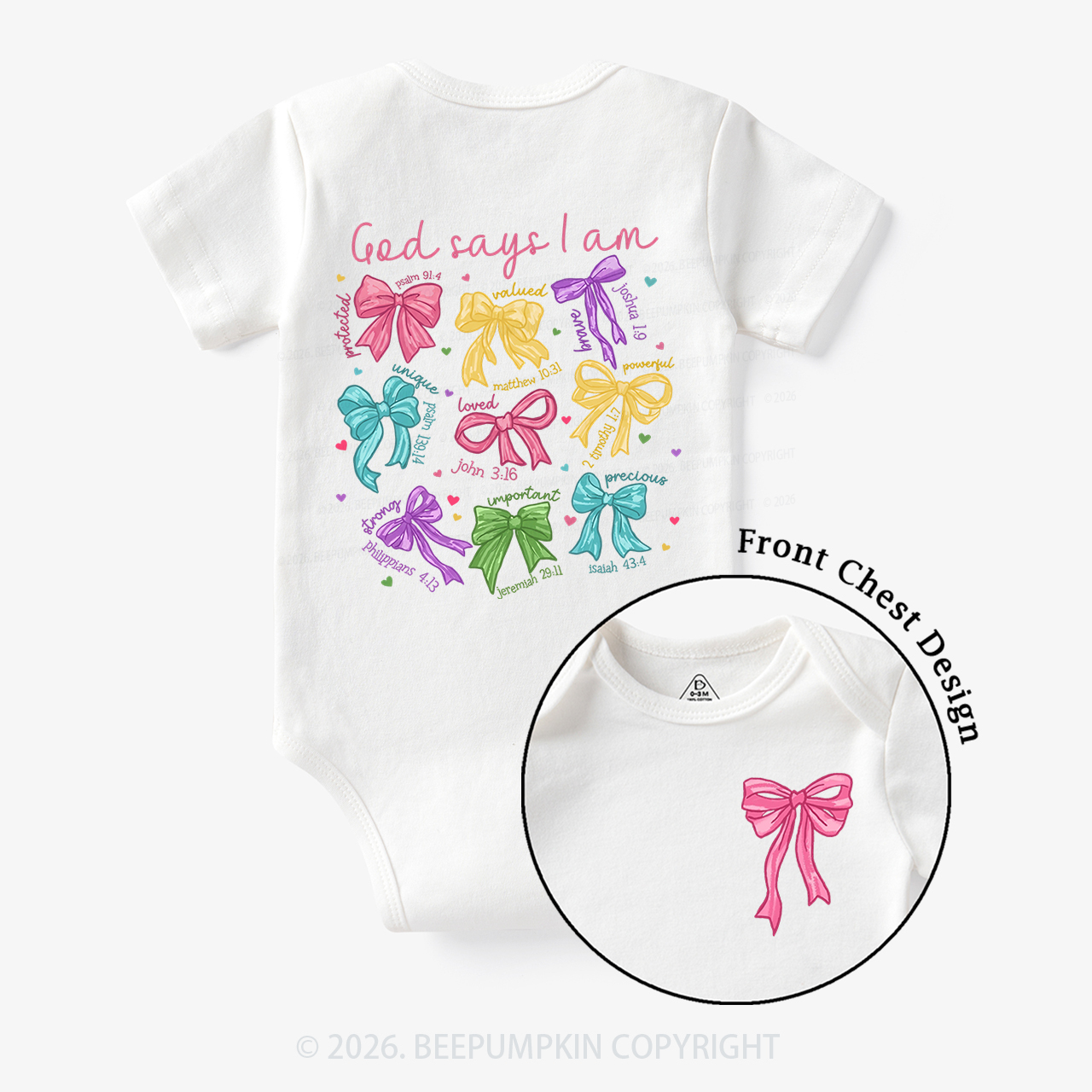 God Says I am Coquette Pink Bows Bodysuit