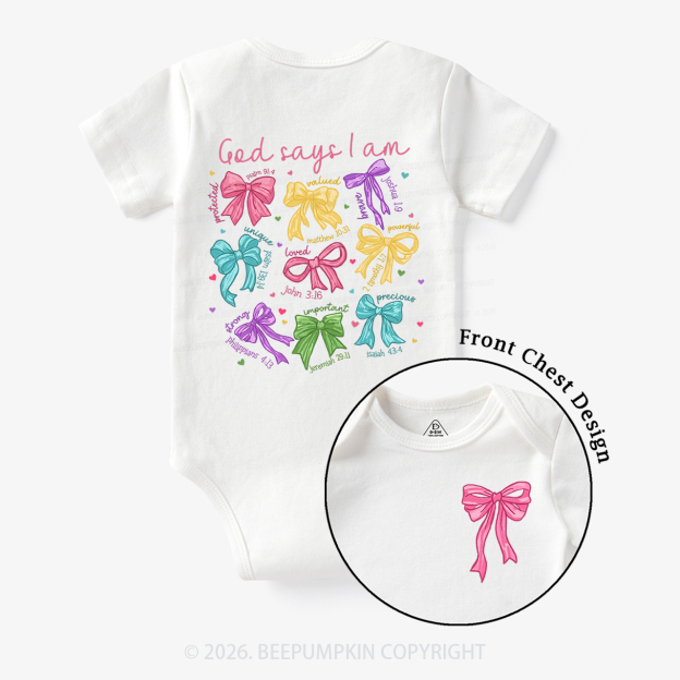 God Says I am Coquette Pink Bows Bodysuit
