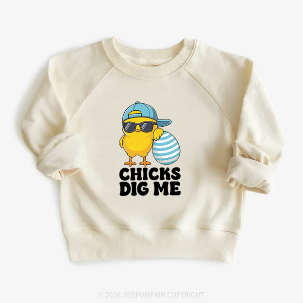 Chicks Dig Me Easter Kid's Sweatshirt
