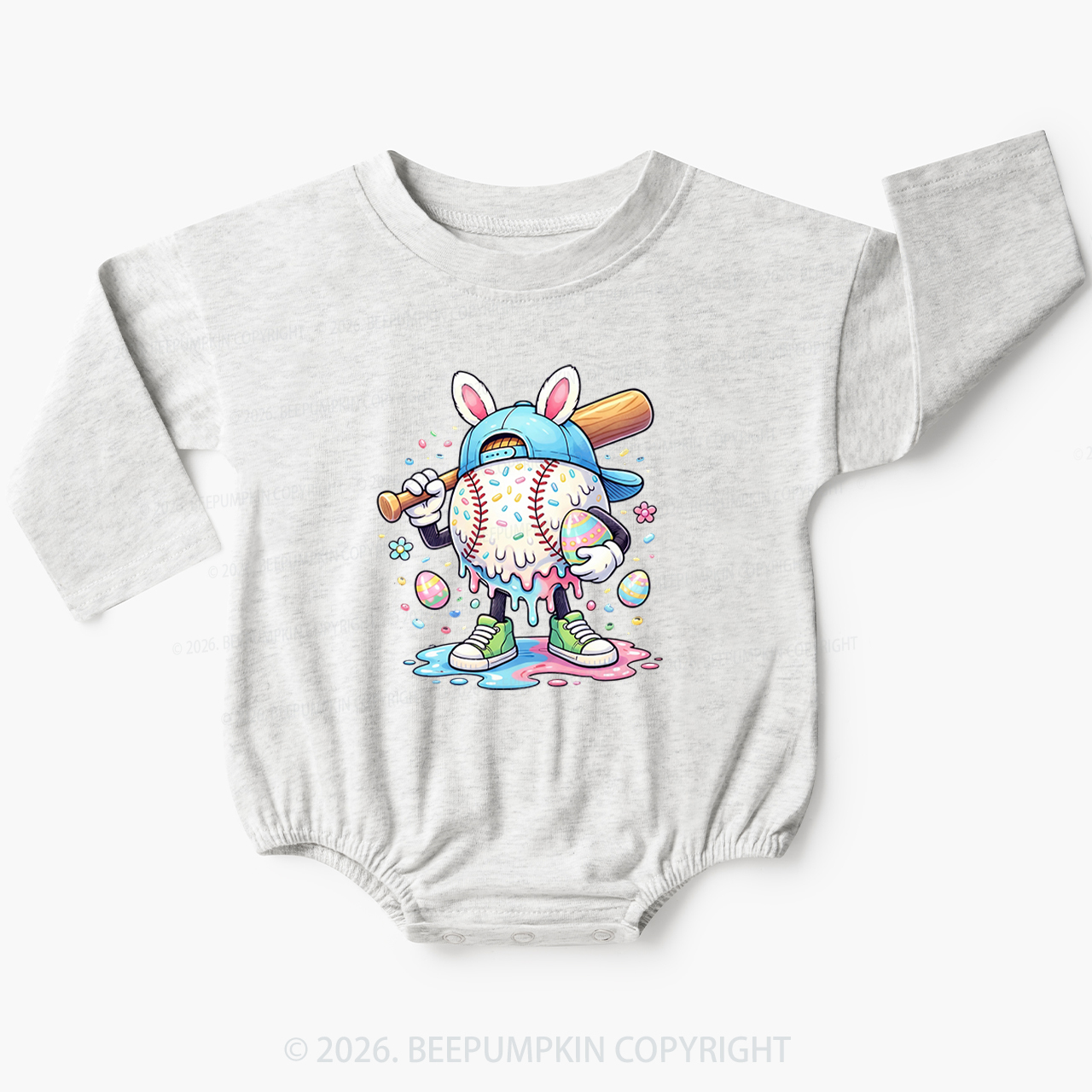 Easter Baseball Drip Baby Bubble Romper