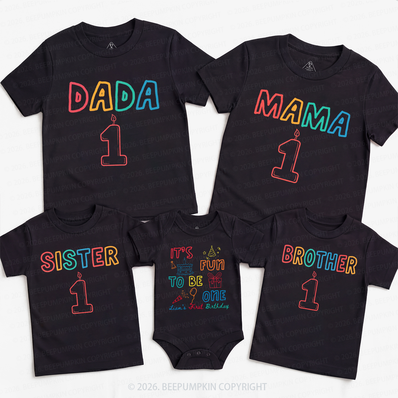 Personalized It's Fun to Be One Birthday Family Matching T-Shirts