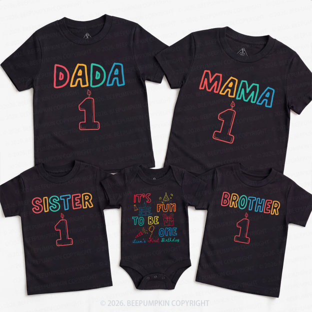 Personalized It's Fun to Be One Birthday Family Matching T-Shirts