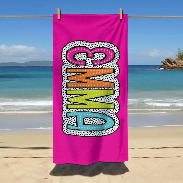 Personalized Personalized Multicolor Dalmatian Dots Beach Towel