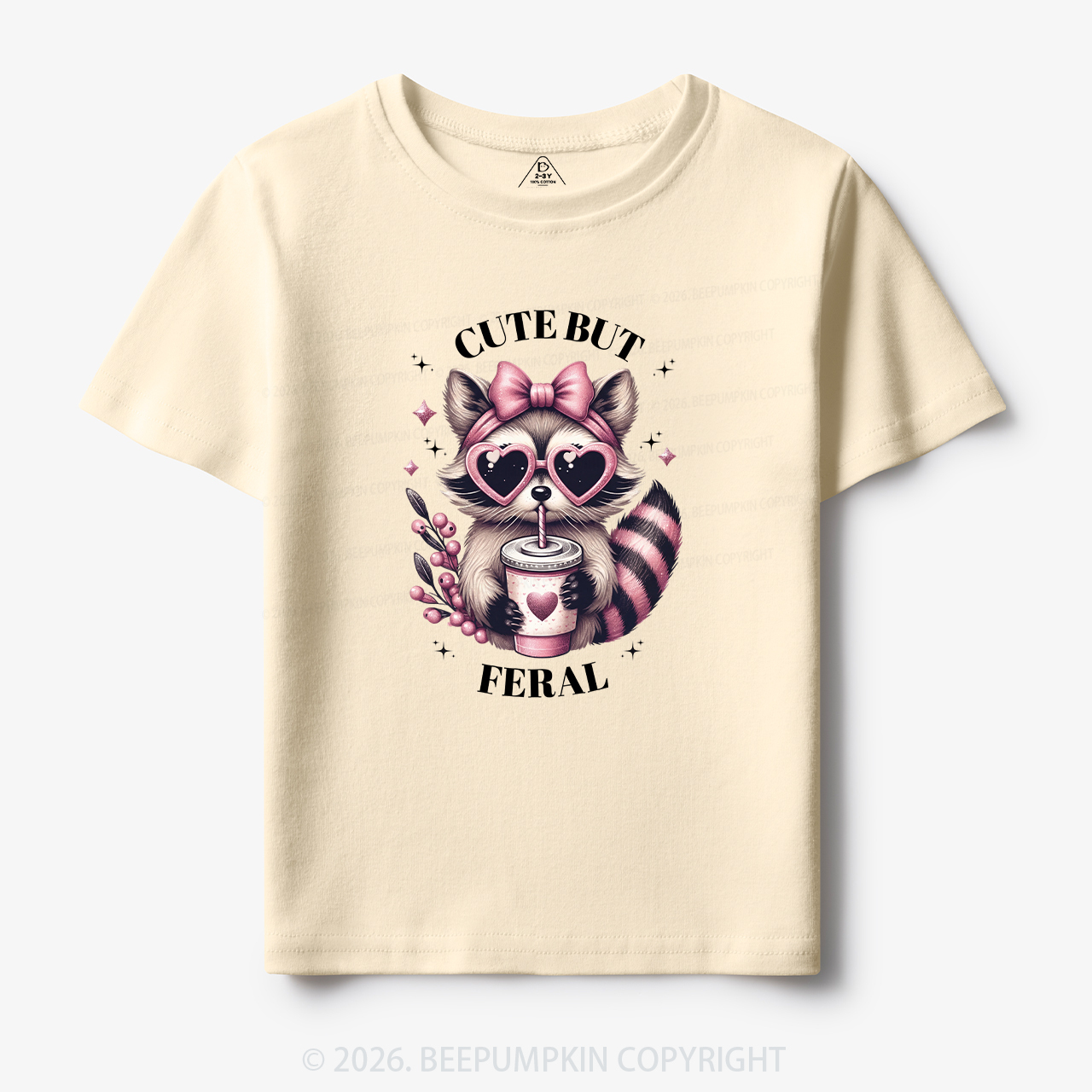 Cute But Feral Funny Raccoon Toddler&Kid's Tees