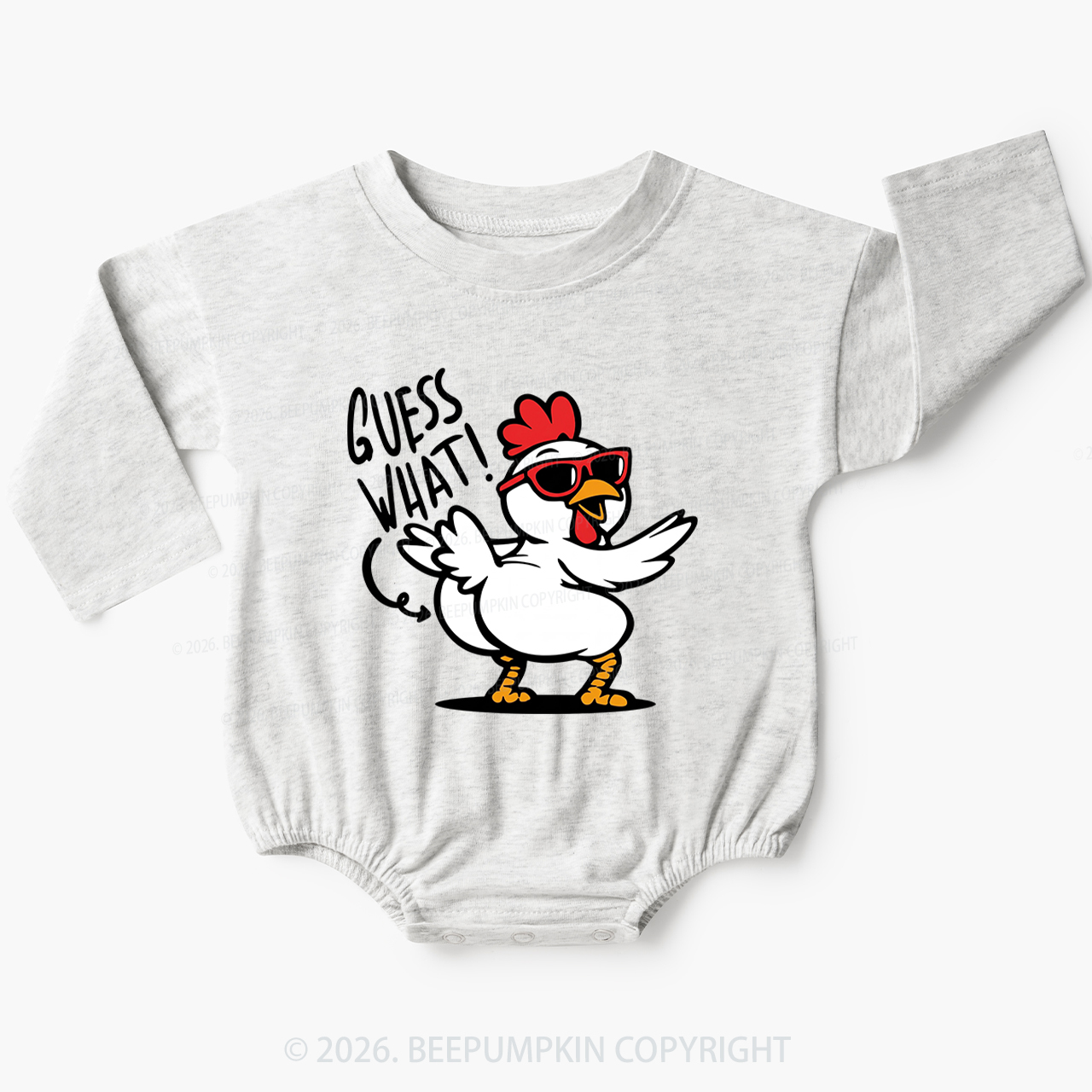 Funny Guess What Chicken Butt Baby Bubble Romper