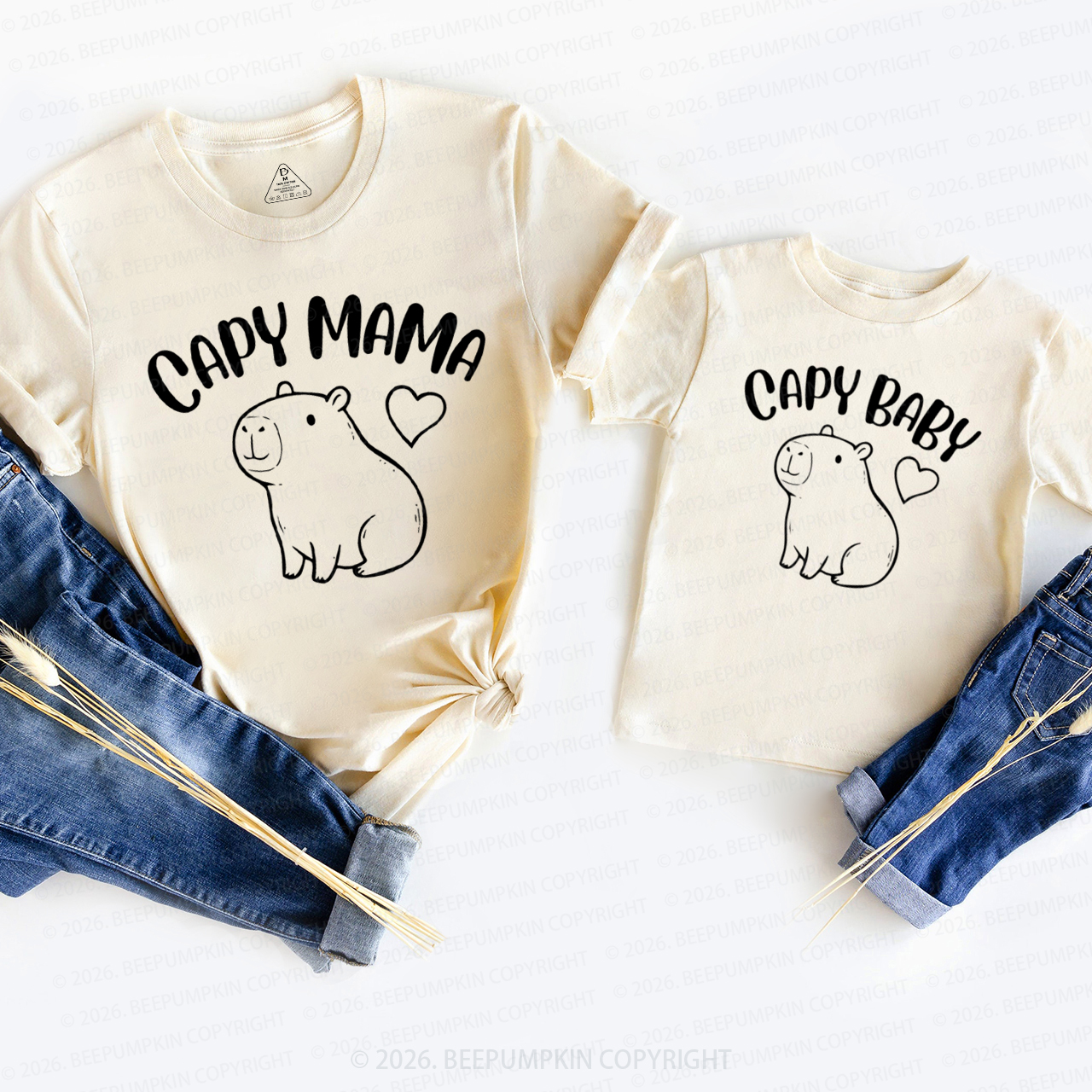 Capybara Mommy and Me Mom&Me Matching T-Shirts