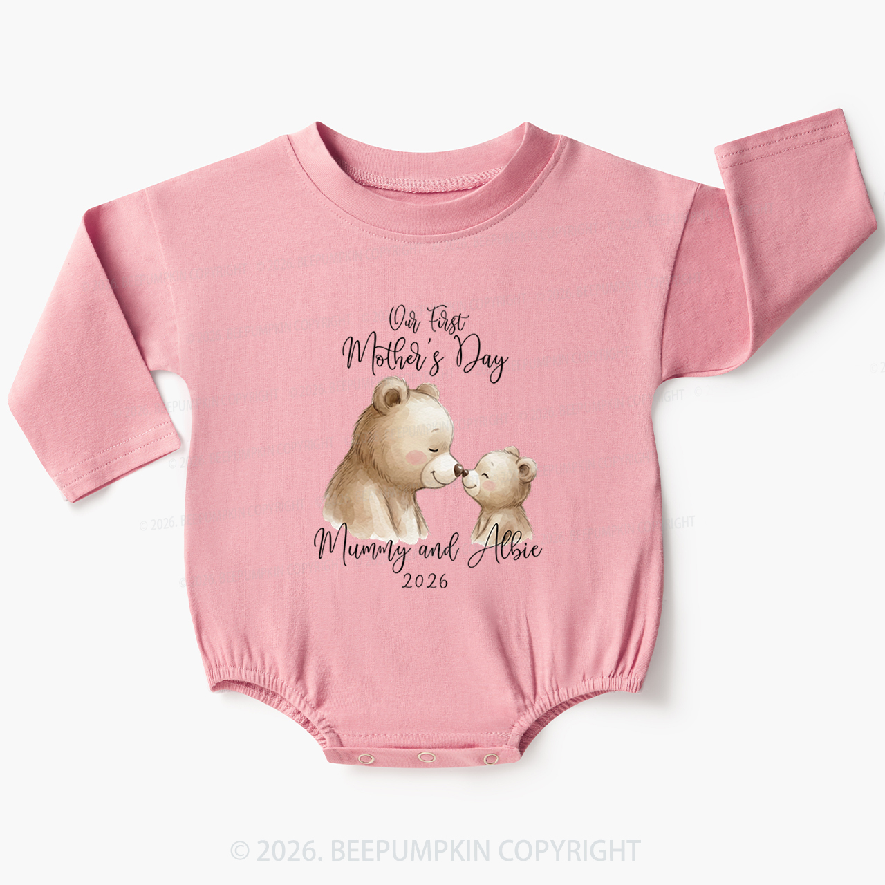 Personalised Teddy Bear First Mother’s Day Baby Bubble Romper