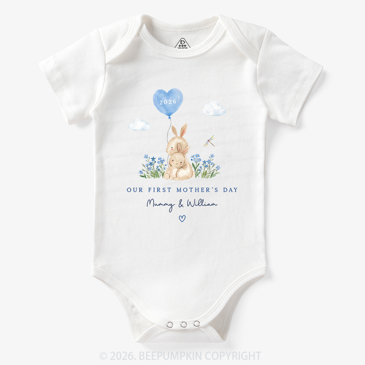 Personalized Our First Mother's Day Rabbit Together Bodysuit