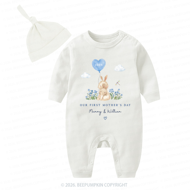 Personalized Our First Mother's Day Rabbit Together Baby Coming Home Outfit
