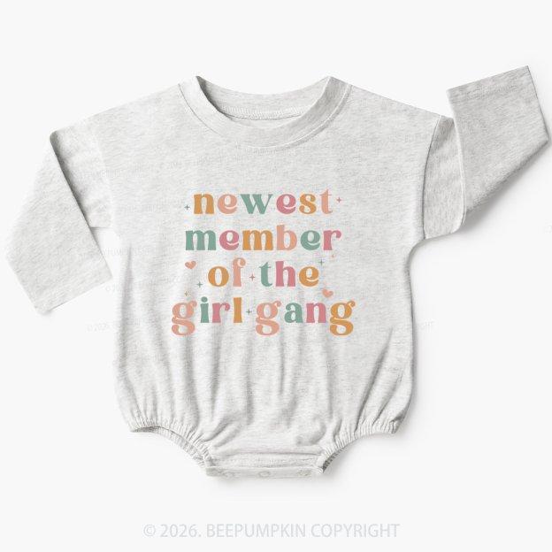 Newest Member of the Girl Gang Baby Bubble Romper
