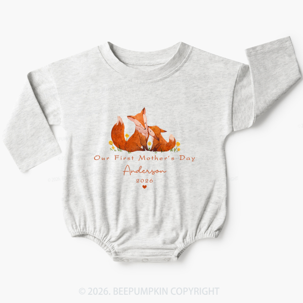 Personalized First Mother's Day Fox Baby Bubble Romper