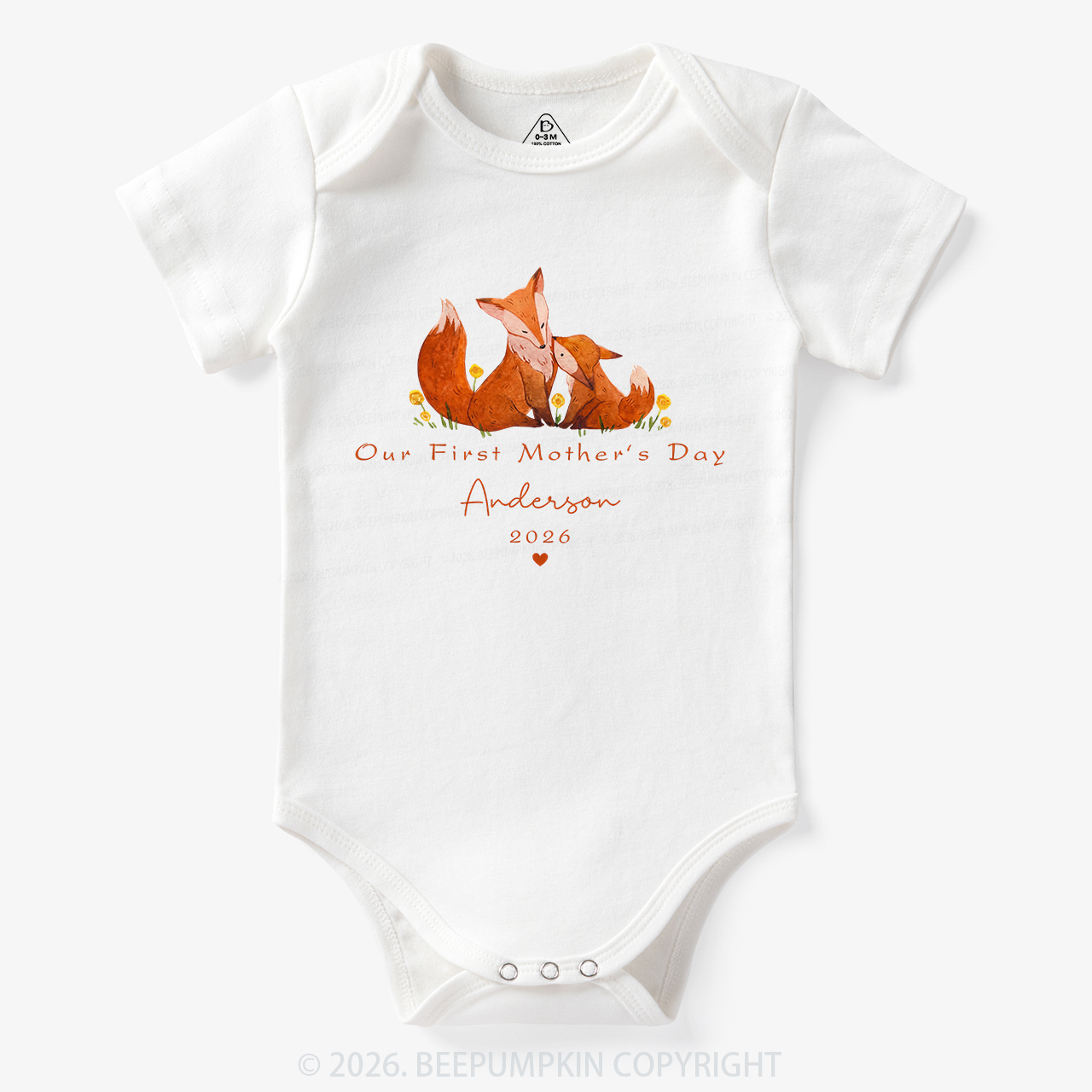 Personalized First Mother's Day Fox Bodysuit