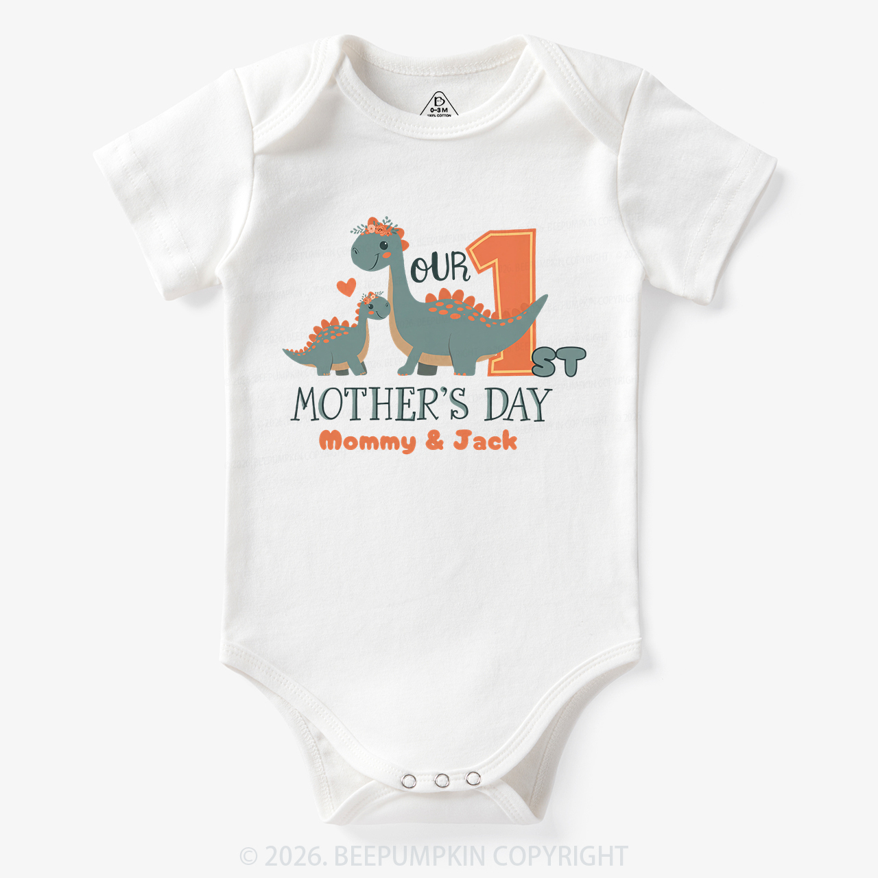 Personalized Funny Dinosaur Mother's Day Bodysuit