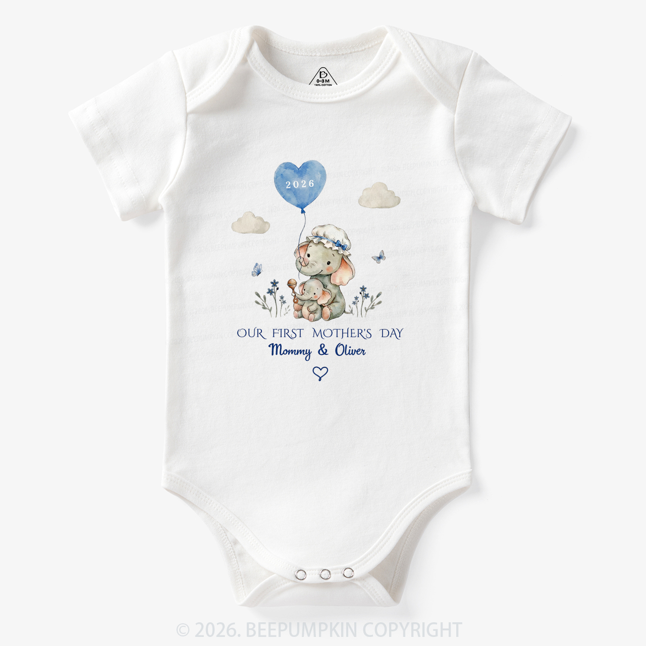 Personalized First Mother's Day Elephant Bodysuit