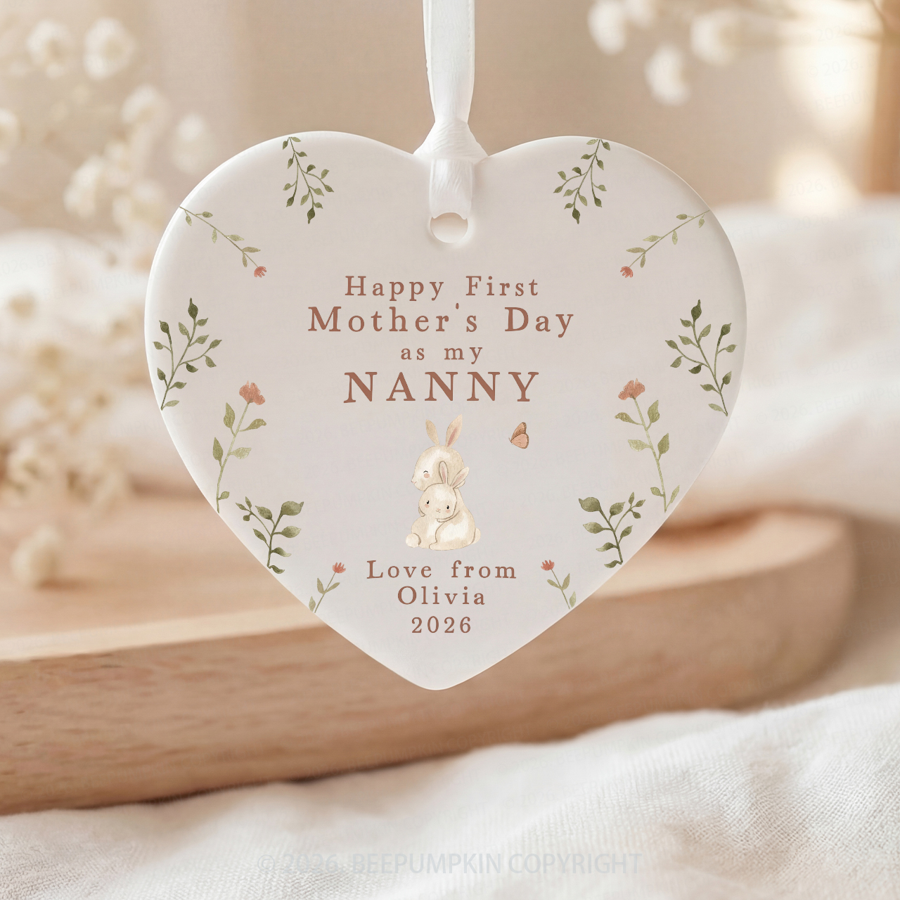 Personalized First Mother's Day Rabbit Ornament Beepumpkin