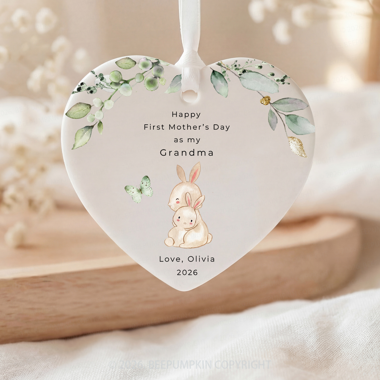 Personalized Rabbit First Mother's Day Gift Ornament Beepumpkin