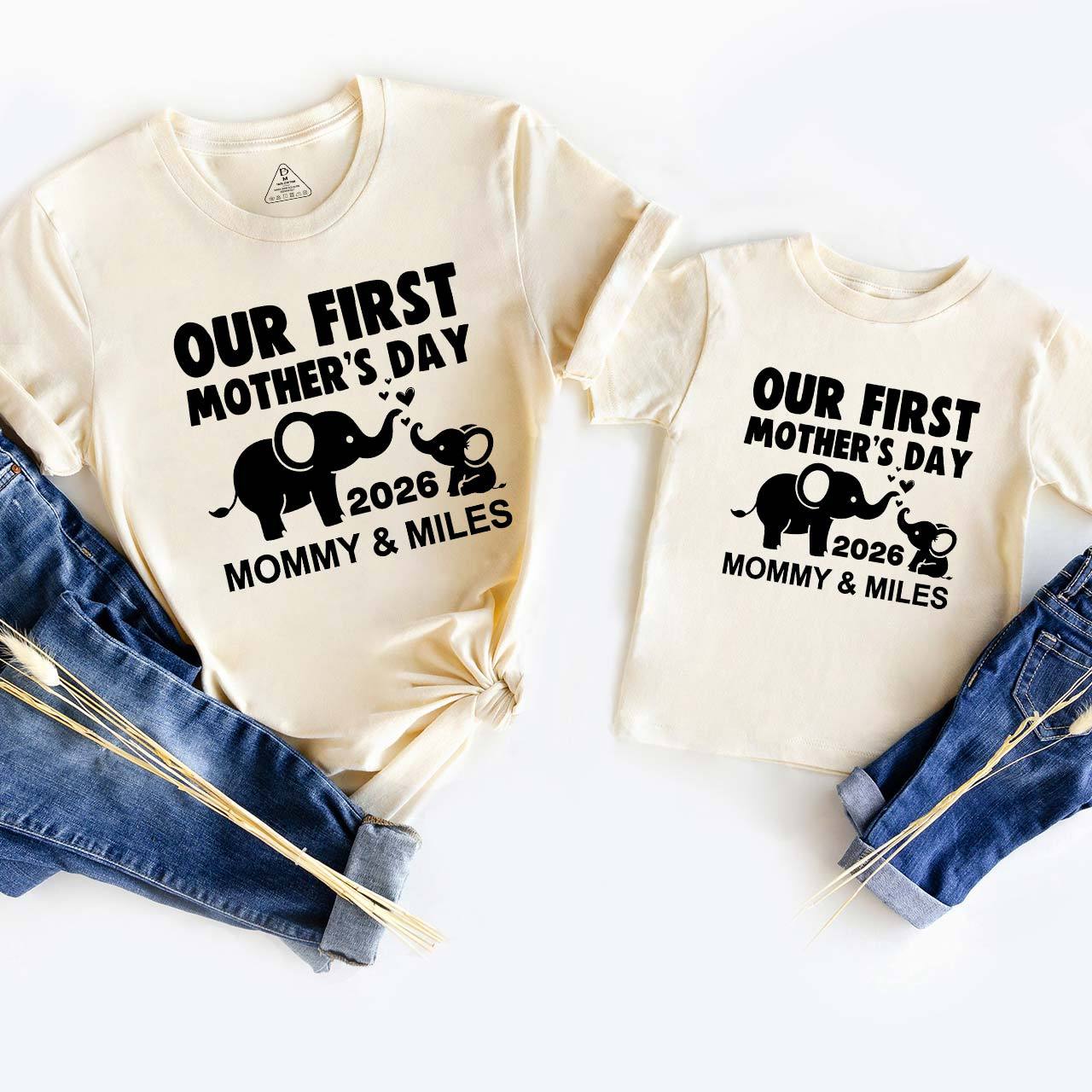 Elephant First Mothers Day Mom&Me Matching Tees